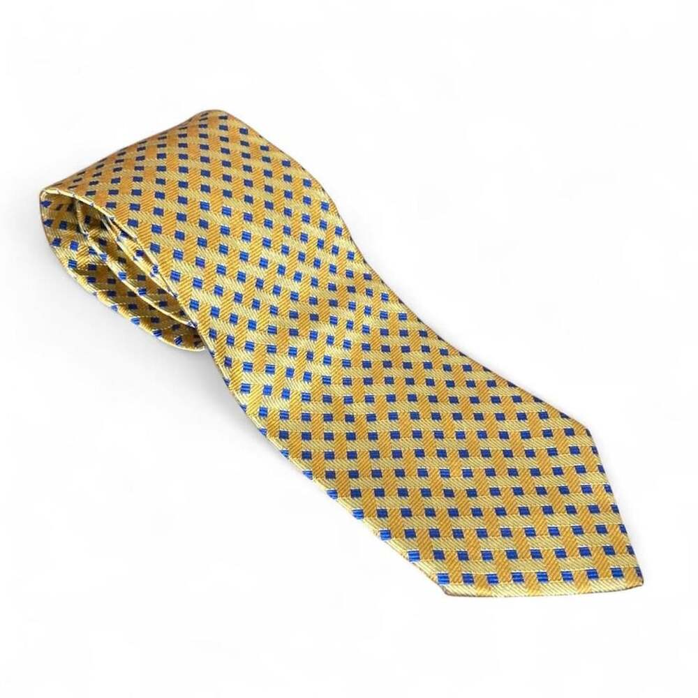 Brooks Brothers Makers Gold and Blue Silk Check Tie